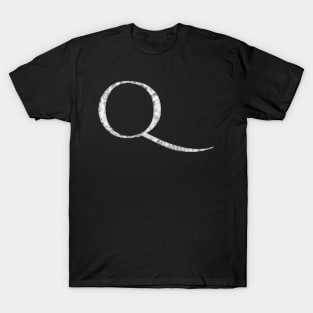 Q in Roman White Marble Latin Alphabet Letter Sticker T-Shirt